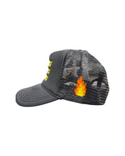 Load image into Gallery viewer, ”CAUTION” ⚠️ BLACK TRUCKER HAT
