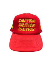 Load image into Gallery viewer, ”CAUTION” ⚠️ RED TRUCKER HAT
