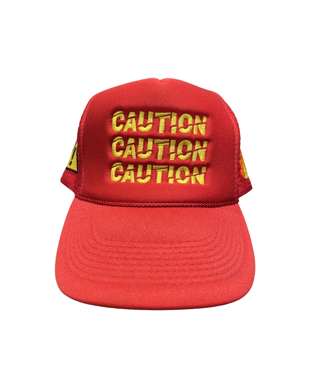 ”CAUTION” ⚠️ RED TRUCKER HAT