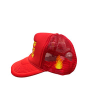 Load image into Gallery viewer, ”CAUTION” ⚠️ RED TRUCKER HAT
