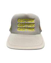 Load image into Gallery viewer, ”CAUTION” ⚠️ GREY TRUCKER HAT
